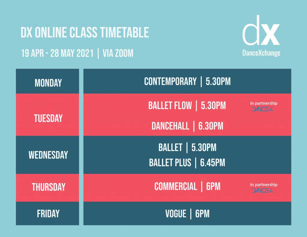 Dancexchange Spring Timetable 
